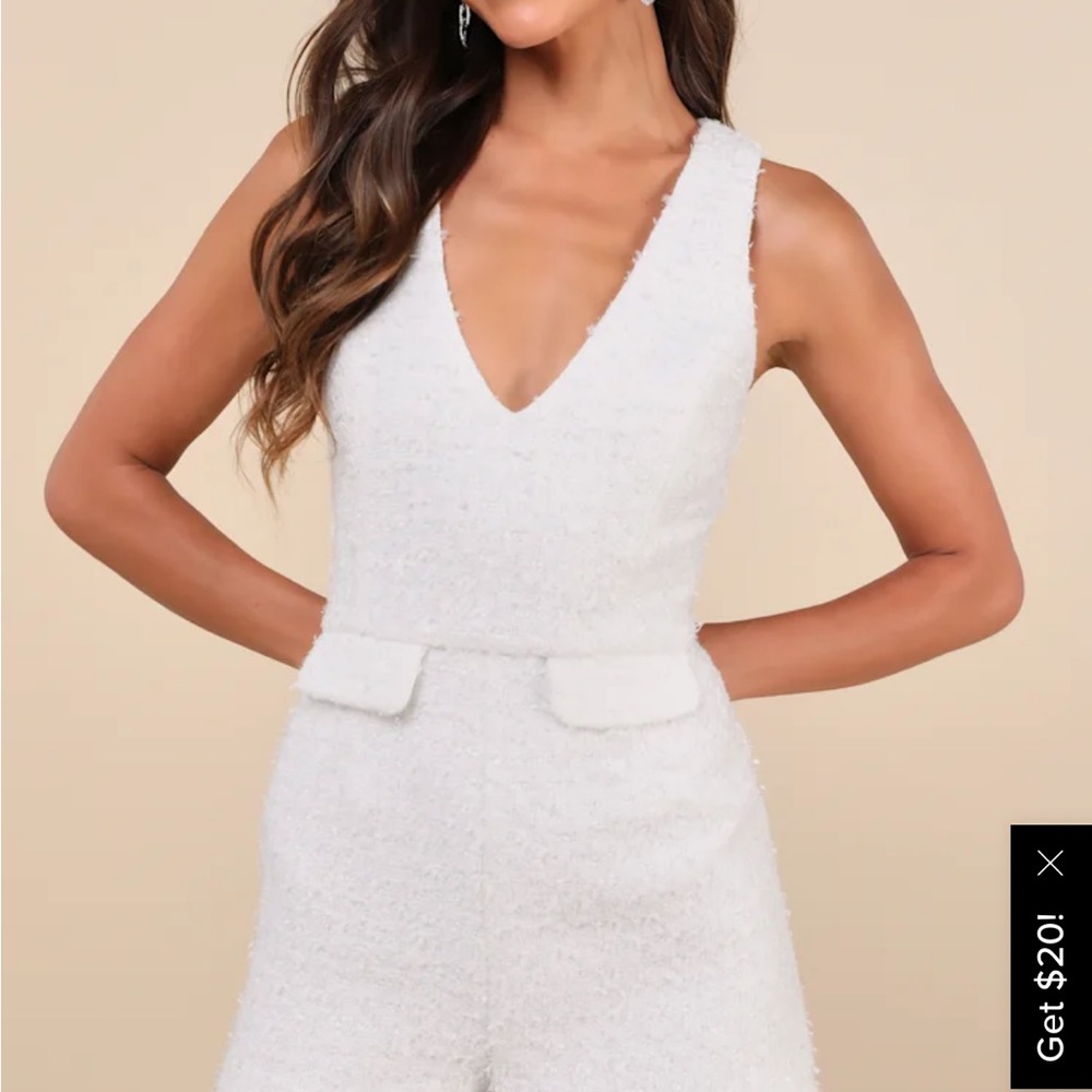 Lulu's White Plunging V-Neck Jumpsuit